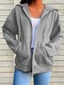 Casual Plain H-Line Loose Long Sleeve Hoodie With Pockets