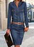 Casual Plain Notched Buckle Dress