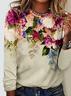 Women's Casual Floral Regular Fit Crew Neck Shirt