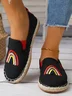 Rainbow Embroidery Flat Slip On Espadrille Shoes