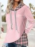 Classic Check Patchwork Loose Casual Long Sleeve H-Line Hoodie