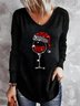 Loose Christmas Casual V Neck T-Shirt