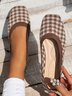 Casual Plaid Mesh Fabric Square Toe Shallow Shoes
