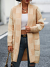 Casual Yarn/Wool Yarn Plaid Cardigan
