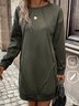 Crew Neck Cotton-Blend Casual Plain Dress