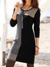Contrast Stitching Knitted Casual Dress