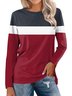 Color Block Casual Crew Neck Loose T-Shirt