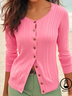 Casual Plain Knitted Cardigan