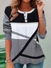Plus Size Buckle Loose Casual Jersey T-Shirt