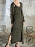 Plain Casual Regular Fit V Neck Two-Piece Set