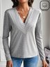 Plus Size Loose Casual Cotton-Blend V Neck T-Shirt
