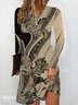 Casual Random Print Notched Loose Dress