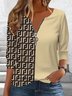 Notched Jersey Casual Geometric T-Shirt