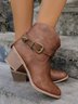 Vintage Buckle Block Heel Zip Western Boots