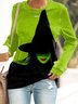Halloween Witch Casual Loose Knitted Magic Hat Print Crew Neck H-Line Sweatshirt