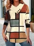 Plus Size Daily Knitted Loose Abstract Graphic Casual Long Sleeve T-Shirt