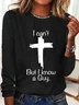 Women's Casual I Can'T But I Know A Guy Printed Casual Long Sleeve Shirt