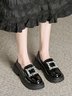 Rhinestone Buckle Patent Leather Thick Bottom Loafers