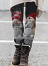 Plus Size Casual Christmas Snowman Tight Leggings