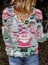 Christmas 3D Print Casual Loose Holiday H-Line Long Sleeve Sweatshirt