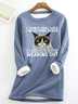 Women's Funny Qoute  Grumpy Cat Cotton-Blend Casual Fleece Sweatshirt
