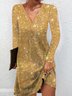 Glitter Plain Elegant Loose Dress