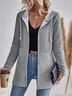 Plain Pocket Stitching Casual Loose Womens' Drawstring Hooded Jacket