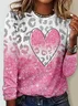 Casual Pink Heart Ombre Long Sleeve Shirt