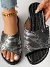 Casual Plain Pu Summer Slide Sandals