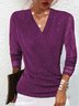 Plain Regular Fit V Neck Mesh Casual Shirt