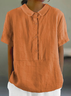 Casual Plain Loose Buckle Blouse