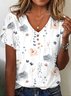 Floral Casual Petal Sleeve Jersey T-Shirt