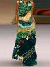 Peacock Casual Notched Loose Dress