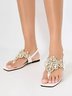 Elegant Imitation Pearl Adjustable Buckle Thong Sandals