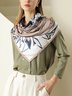 Elegant Color-block Floral Imitation Silk Scarf