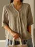 Cotton And Linen Casual Blouse