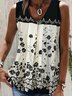 Floral V Neck Casual Loose Tank Top