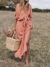 Boho Knot Front V Neck Dress