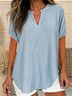 Cotton And Linen Casual Loose Plain Blouse