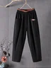 Plain Casual Pocket Stitching Cotton Pants