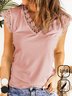 V Neck Lace Loose Casual T-Shirt
