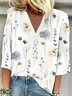 V Neck Floral Casual Shirt