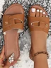 Summer Casual Pu Plain Slide Sandals