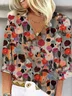 Women's Floral V Neck Daily Going Out Casual Top