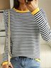 Loose Casual Striped Crew Neck T-Shirt