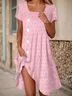 Women's Summer Knitted Hollow Square Neck Dress