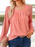 Square Neck Loose Plain Casual T-Shirt