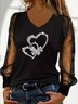 Loose Casual Heart/Cordate V Neck T-Shirt