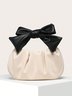 Color Block Pleated Bowknot Handle Cloud Bag