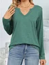 Notched Plain Loose Casual T-Shirt
